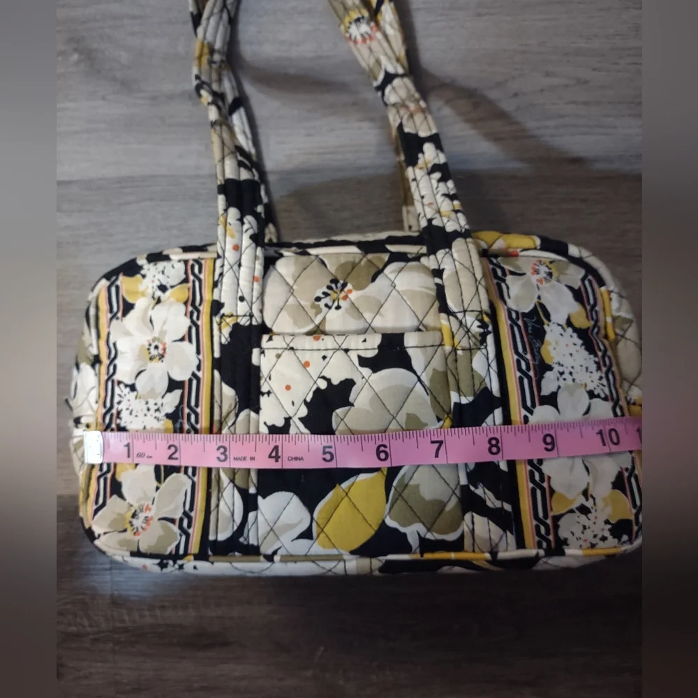 Vera Bradley Yellow and Black Floral Quilted Shoulder Bag - Picture 13 of 14